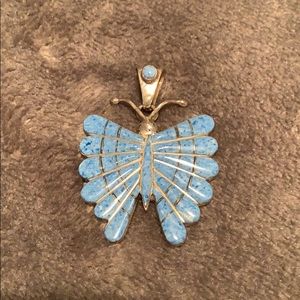 Genuine turquoise butterfly pendant